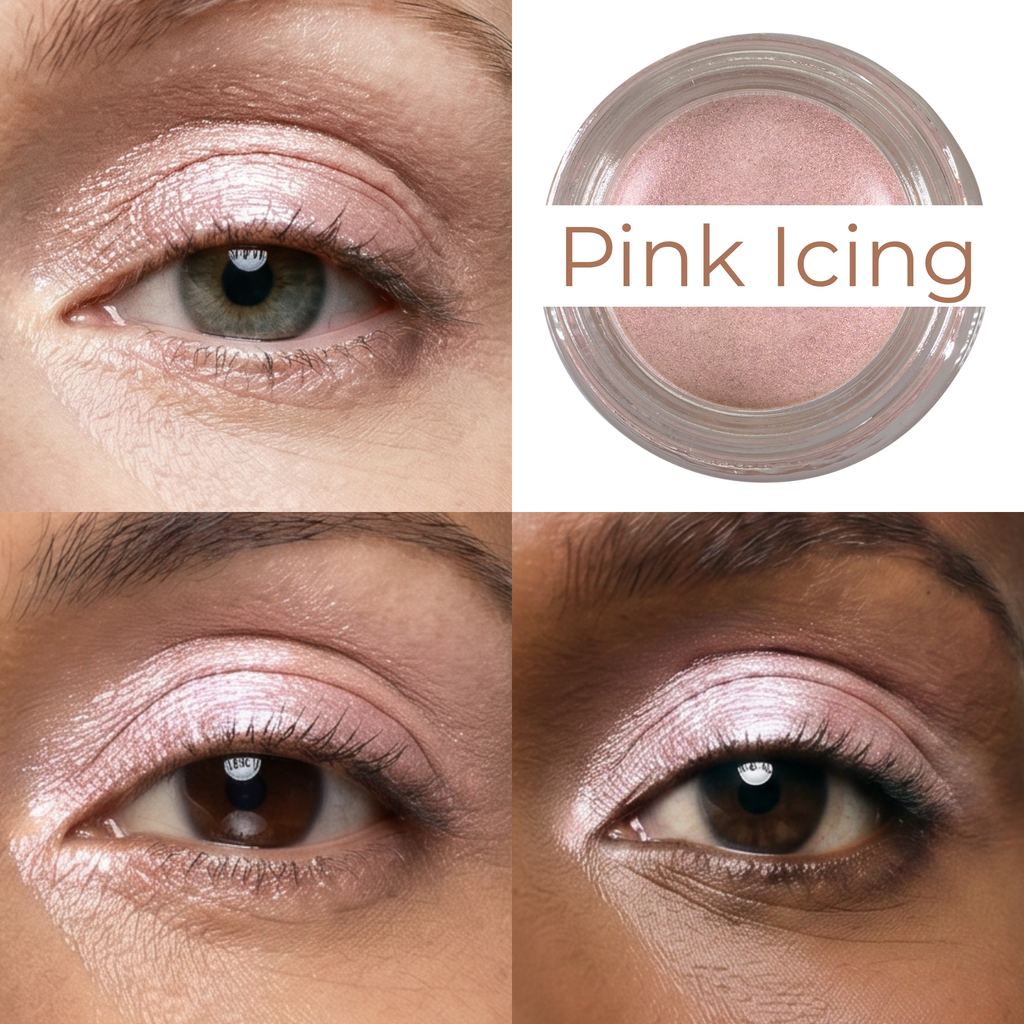 Pink Icing Any Wear Creme - A Waterproof Multi-tasking creme to powder product for eyes, cheeks & lips. Can be worn anywhere