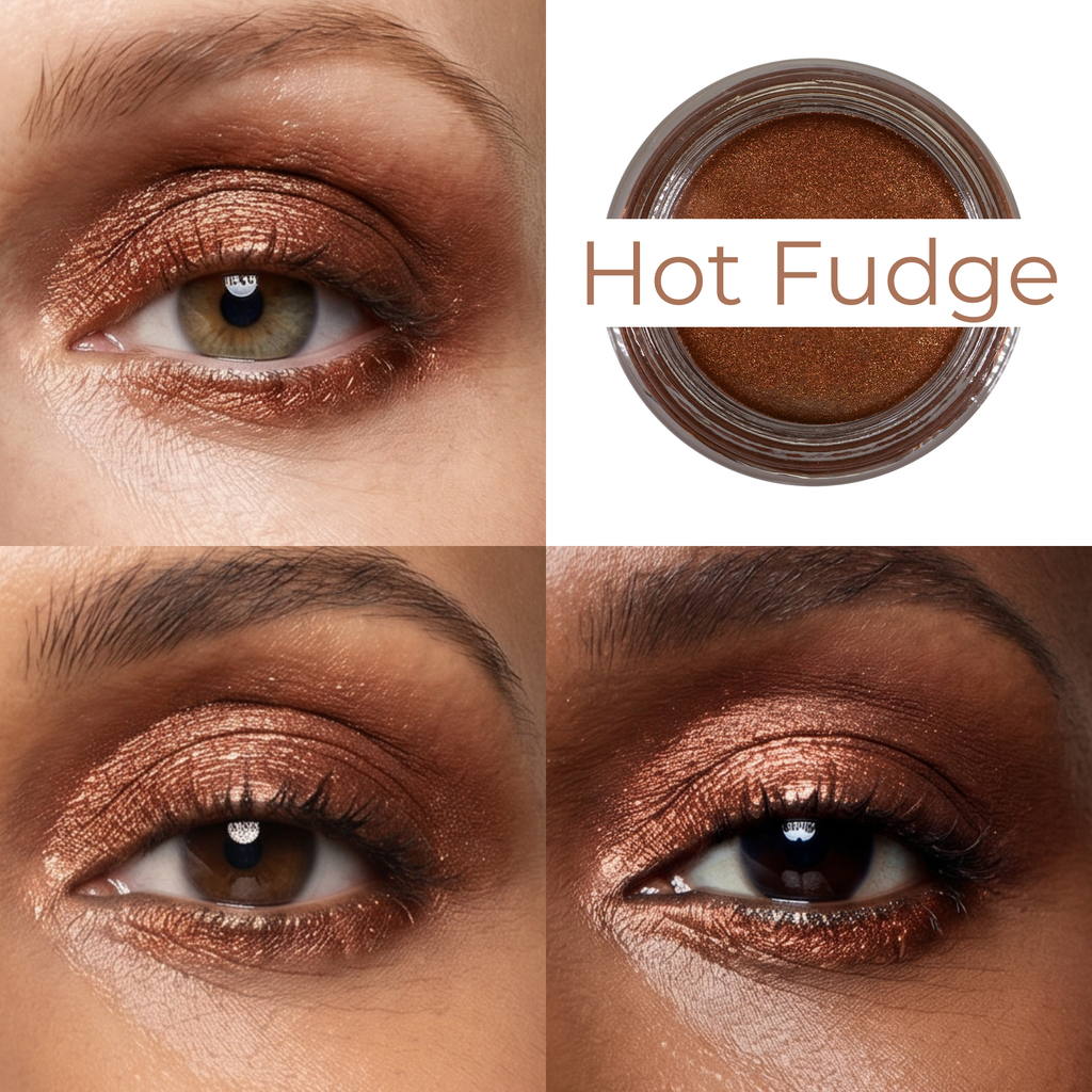 Hot Fudge Any Wear Creme - A Waterproof Multi-tasking creme to powder product for eyes, cheeks & lips. Can be worn anywhere