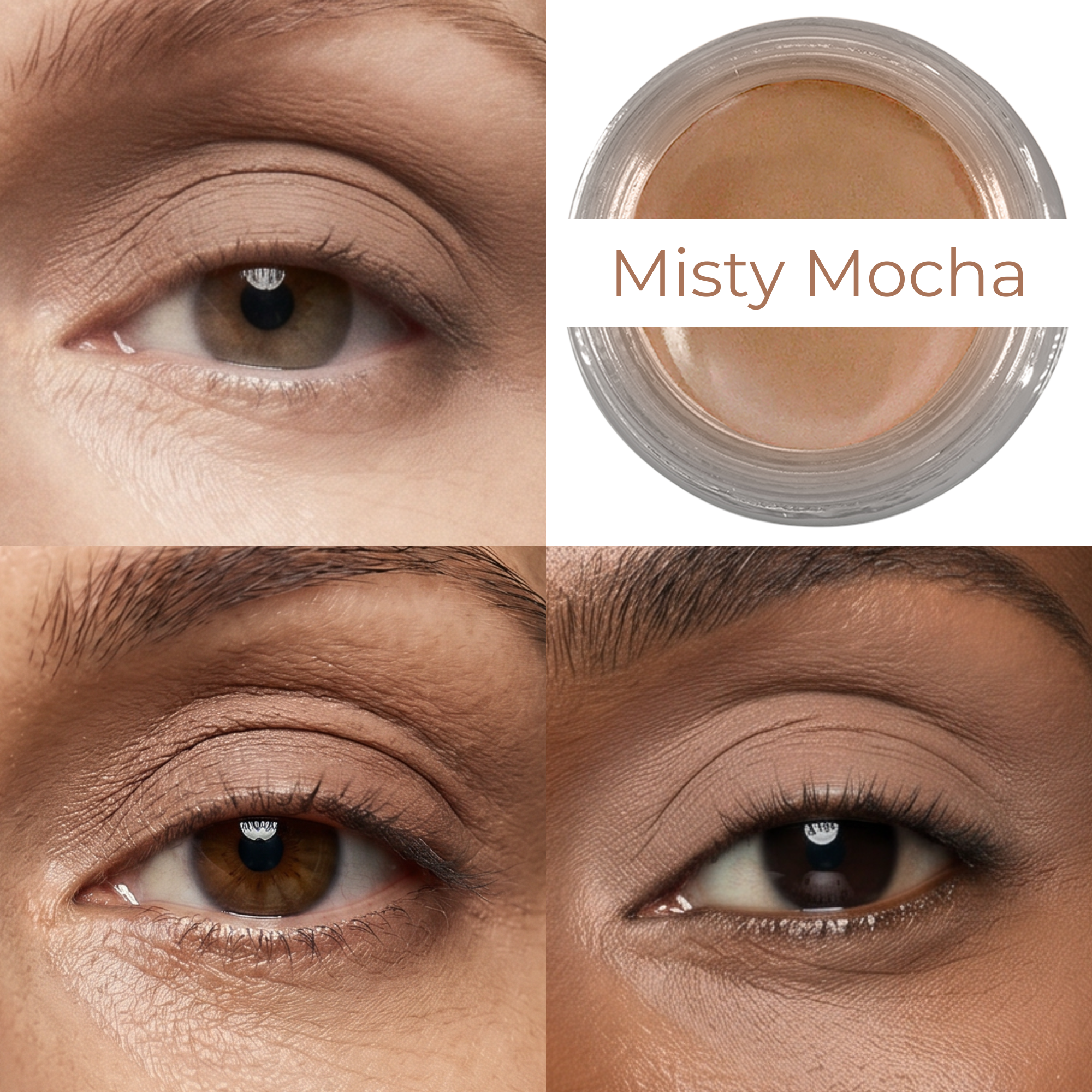 Misty Mocha Any Wear Creme - A Waterproof Multi-tasking creme to powder product for eyes, cheeks & lips. Can be worn anywhere