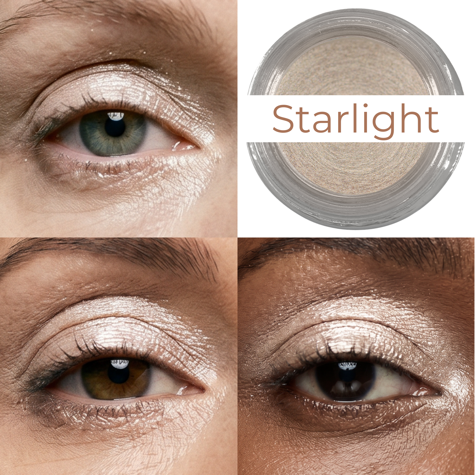 Starlight Any Wear Creme - A Waterproof Multi-tasking creme to powder product for eyes, cheeks & lips. Can be worn anywhere