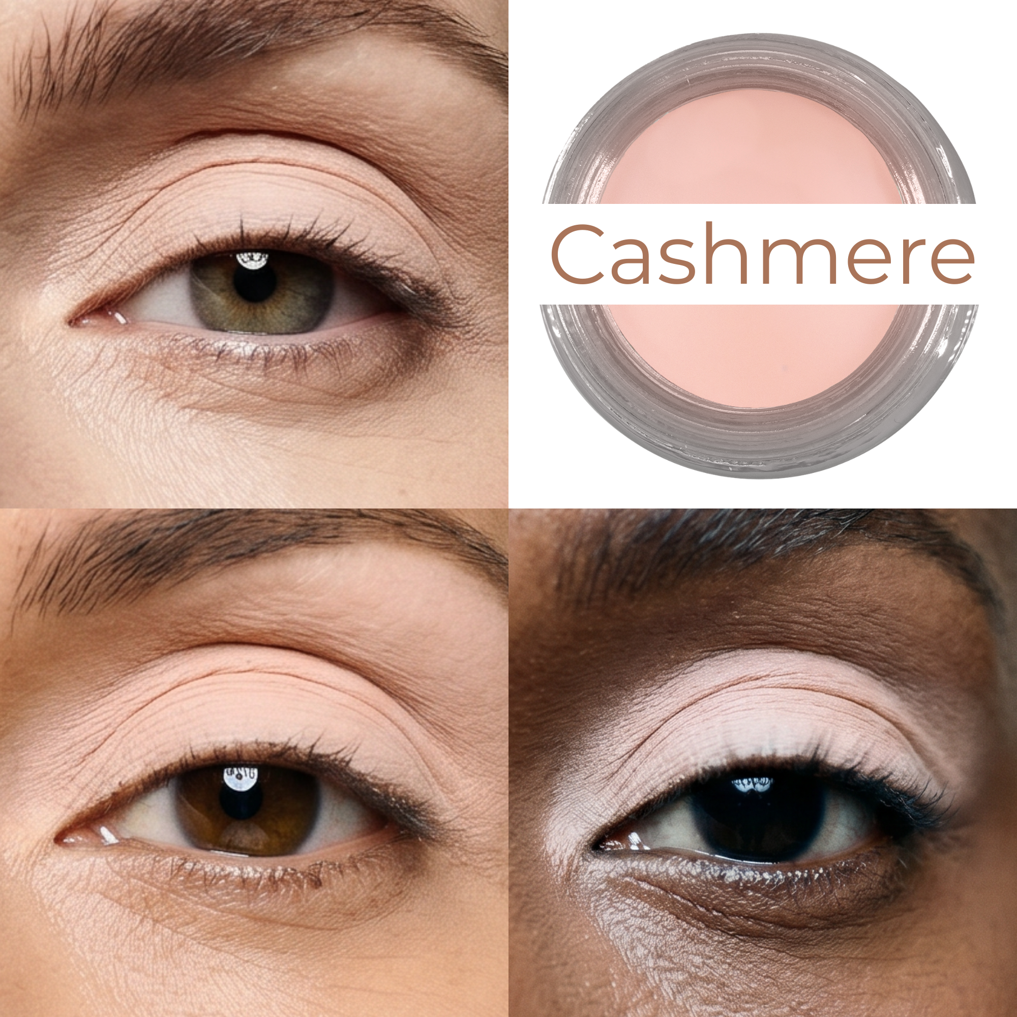 Cashmere Any Wear Creme - A Waterproof Multi-tasking creme to powder product for eyes, cheeks & lips. Can be worn anywhere