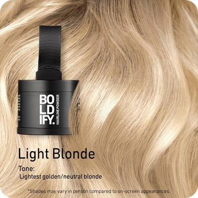 BOLDIFY Root Touch Up Powder with Brush, Covers Thinning Hair & Grays, Water-Resistant Light Blonde - Imperfect Box