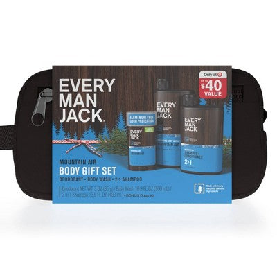 Every Man Jack Mountain Air Holiday Body Dopp Bag Gift Set 3ct - New