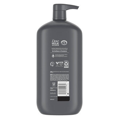 Dove Men+Care Charcoal + Clay Purifying Body; Face Wash Pump Sulfate Free 30 fl oz - Imperfect Container