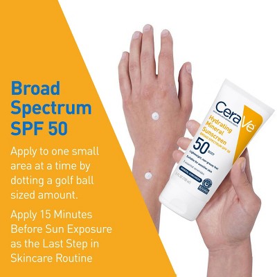 CeraVe Hydrating 100% Mineral Sunscreen for Body SPF 50 5 fl oz - Imperfect Container