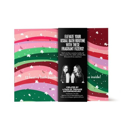 Da Bomb Bath Fizzers Bath Bomb Gift Set Rainbow Boxed Calendar Holiday Colors 12ct/18oz - Imperfect Box