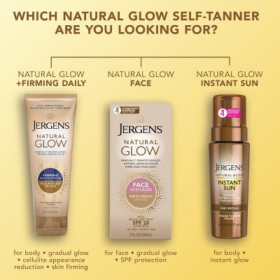 Jergens Glow Skin Firming Daily Moisturizer + Sunless Self Tanning Medium To Tan 7.5 fl oz - Imperfect ontainer