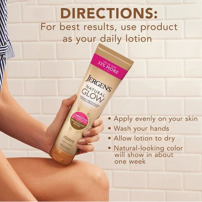 Jergens Natural Glow Brightening Daily Moisturizer + Self Tanner Tanning Lotion 10 fl oz - Imperfect Container