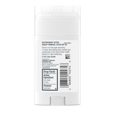 Neutrogena Mineral Ultra Sheer Face and Body Sunscreen Stick SPF 50 1.5oz - New