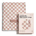 Kitsch Extra Large Quick-Dry Hair Towel Wrap Terracotta Checker - Imperfect Box
