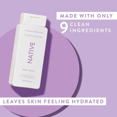 Native Body Wash for Women &  Men Lilac & White Tea Sulfate Free 18 fl oz - New