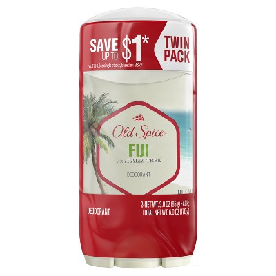 Old Spice Mens Solid Deodorant Fiji with Palm Tree Scent 3oz/2pk - Imperfect Container