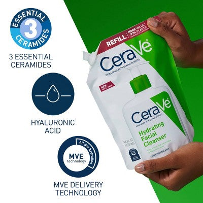 CeraVe Hydrating Face Wash with Hyaluronic Acid and Glycerin Refill 16 fl oz - New