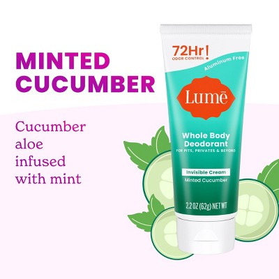 Lume Cream Deodorant Tube Minted Cucumber 2.2oz - New