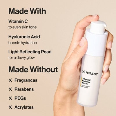 Honest Beauty Vitamin C Radiance Serum with Hyaluronic Acid 1 fl oz - Imperfect Box