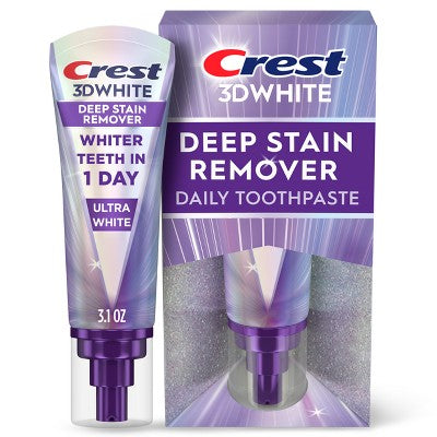 Crest 3D White Deep Stain Remover Daily Toothpaste Ultra White 3.1oz - Imperfect Box