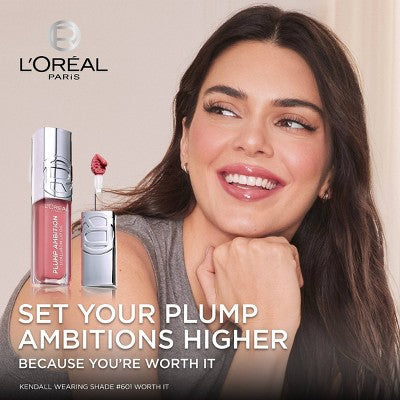 L'Oreal Paris Plump Ambition Hyaluron Lip Oil Plumping Lip Gloss Worth It 0.16 fl oz - New