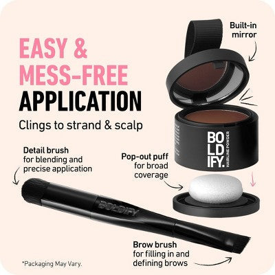 BOLDIFY Root Touch Up Powder with Brush Covers Grays Medium Brown - Imperfect Box