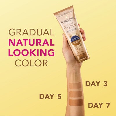 Jergens Glow Skin Firming Daily Moisturizer + Sunless Self Tanning Medium To Tan 7.5 fl oz - Imperfect ontainer