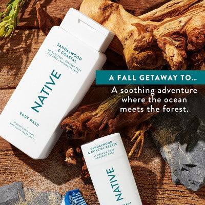 Native Limited Edition Fall Getaway Deodorant Sandalwood & Coastal Breeze 2.65oz - Imperfect Container