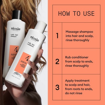 Nioxin System 4 Hair Thickening Colored & Damaged Hair Shampoo & Conditioner Kit - 3ct
