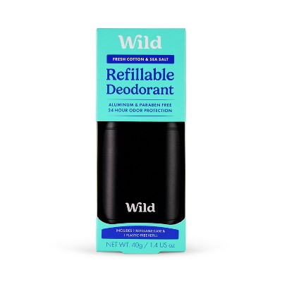 Wild Cosmetics Cream Deodorant Refill Fresh Cotton & Sea Salt with Black Case 5.29oz - Imperfect Box