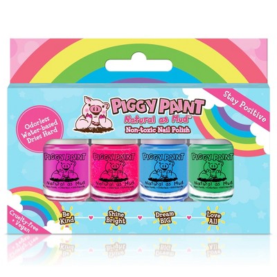 Piggy Paint Non-Toxic Nail Polish Set for Kids Stay Positive Rainbow 0.48 fl oz/4ct - Imperfect Box