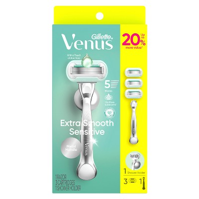 Venus Extra Smooth Sensitive Value Pack Women's Razor + 3 Razor Blade Refills - Missing Box