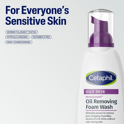 Cetaphil Pro Oil Removing Foam Face Wash Unscented 8oz - New
