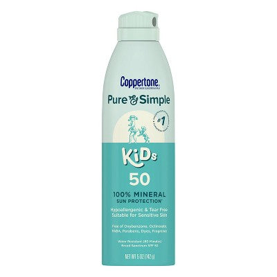Coppertone Pure & Simple Kid's Spray SPF 50 5oz - Imperfect Container