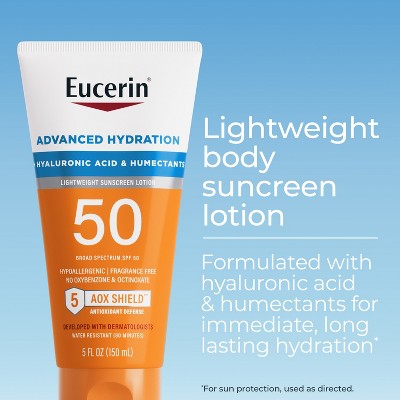 Eucerin Advanced Hydration Sunscreen Lotion SPF 50 5 fl oz - Imperfect Container