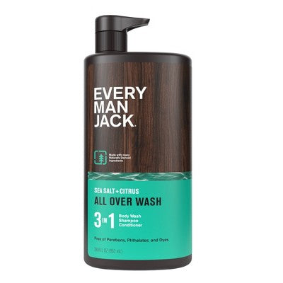 Every Man Jack Sea Salt Citrus Men's 3 in 1 All Over Wash 28.8 fl oz - Imperfect Container