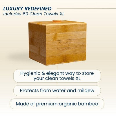 Clean Skin Club Clean Towels XL Original + Bamboo Container Cover 50ct - Imperfect Box