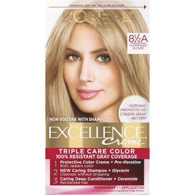 L'Oreal Paris Excellence Triple Protection Permanent Hair Color - 6.3 fl oz - 8.5A Champagne Blonde - 1 Kit