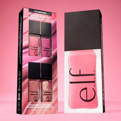 e.l.f. Glow Reviver Plumping Lip Oil Gift Set 4pc - Imperfect Box