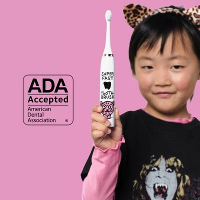 Made by Dentists Kids; Rechargeable Electric Toothbrush with 2 Replacement Toothbrush Heads Cheetah - New