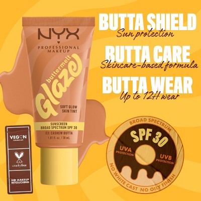 NYX Professional Makeup Buttermelt Glaze Skin Tint with SPF 30 Cashew Butta 1.01 fl oz - Imperfect Container