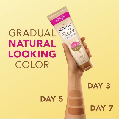 Jergens Natural Glow Brightening Daily Moisturizer + Self Tanner Tanning Lotion 10 fl oz - Imperfect Container