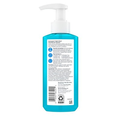 Neutrogena Hydro Boost Hydrating Gel Facial Cleanser; Hyaluronic Acid 7.8 fl oz - New