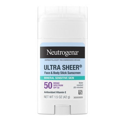 Neutrogena Mineral Ultra Sheer Face and Body Sunscreen Stick SPF 50 1.5oz - New