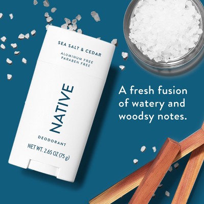 Native Solid Deodorant for Men & Women Sea Salt & Cedar Aluminum-Free 2.65oz - Imperfect Container