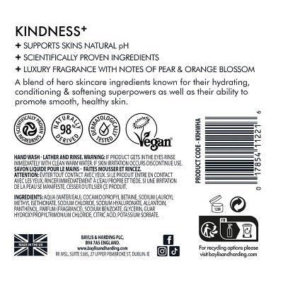 Baylis & Harding Kindness Hyaluronic Acid Handwash Pear and Orange Blossom 16.9 fl oz - Imperfect Container