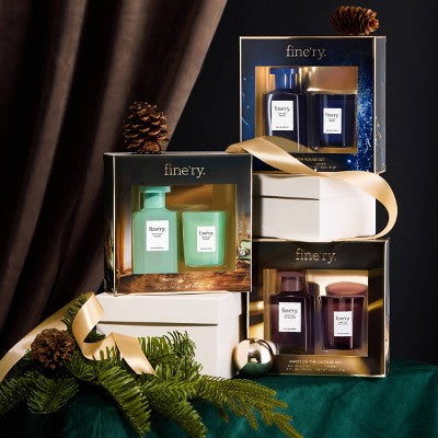 fine'ry. Full Size EDP + Mini Candle Gift Set Pistachio Please 2pc - Imperfect Box