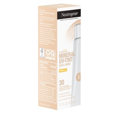 Neutrogena Mineral UV Tint Face Liquid Light Sunscreen SPF 30 1.1oz - Imperfect Box