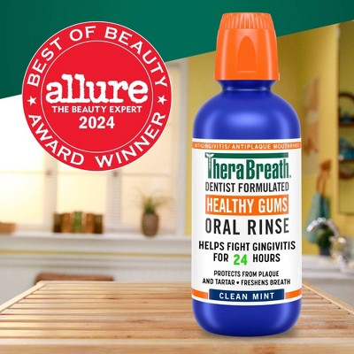 TheraBreath Healthy Gums Mouthwash Clean Mint 33.8 fl oz - Imperfect Container