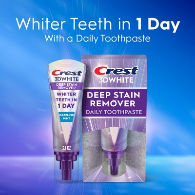 Crest 3D White Deep Stain Remover Daily Toothpaste Dazzling Mint 3.1oz - New