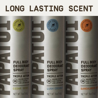 Papatui Men's Body Deodorant Spray Sandalwood Suede 5oz - Imperfect Container