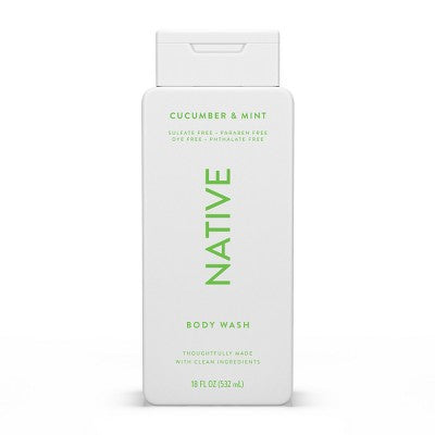 Native Body Wash for Women & Men Cucumber & Mint Sulfate Free 8 fl oz - New