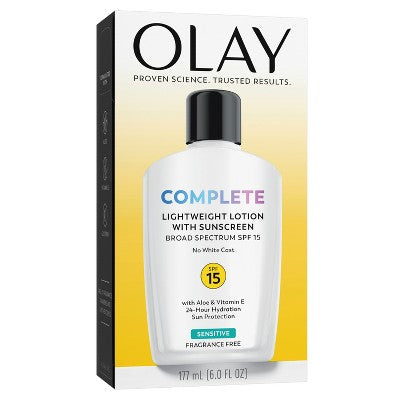 Olay Complete Face Lotion Moisturizer for Sensitive Skin SPF 15 6 fl oz - Missing Box