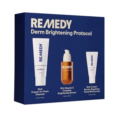 Remedy Skin Brightening 3-Piece Skincare Kit Gentle Cleanser Vitamin C Serum 2.7oz - Imperfect Box